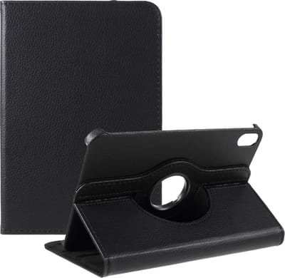 Peachy 360 Rotating bookcase Vegan Leather hoes geschikt voor iPad mini 6 2021 & iPad mini 7 2024 - zwart