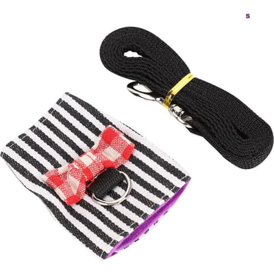Verstelbaar Harnas voor Kleine Dieren Eekhoorns Hamster Frets Trektouw (ZwartWit Streep)(S ) S black