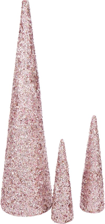 J-Line decoratie Kegel Pailletten Schuim - kunststof - roze - large
