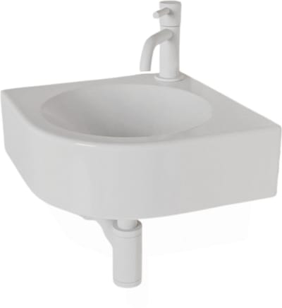 AquaVik Fonteinset Kvart Hoekfontein Keramisch Wit Mat Wit Kraan 30x30x10cm