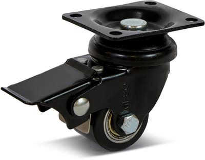PU zwenkwiel geremd met topplaat - 35mm - 100kg