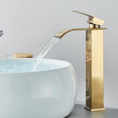 Robinet de lavabo cascade noir mat, mitigeur à poignée unique, eau chaude et froide, robinet de lavabo pour salle de bain, robinet mitigeur de lavabo