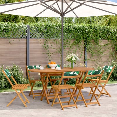 vidaXL - Klapstoelen, - 6 - stuks, - groene - stof - en - massief - hout