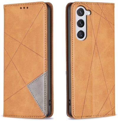 Voor Samsung Galaxy S24 5G Rhombus Texture magnetische lederen telefoonhoes (geel)