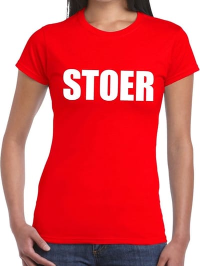 Stoer tekst t-shirt rood dames XS