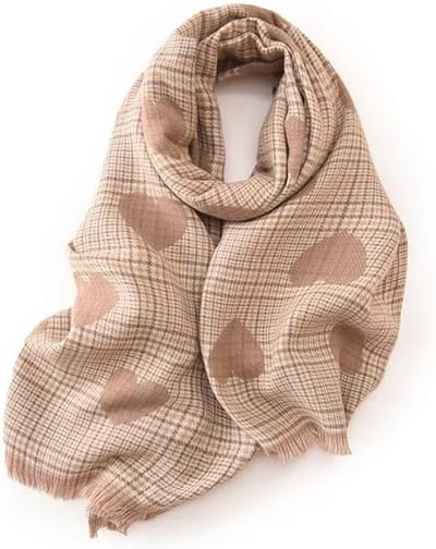Sjaal - Wintersjaal - Schattige Geruite Sjaal Dames - Nekwarmer - Hartjesmotief Lang Groot Formaat - Extra Grote Zachte Wikkelsjaal - Unisex - Perfect voor Valentijnsdag - Kerst - Feestdecoratie - Kerstversiering