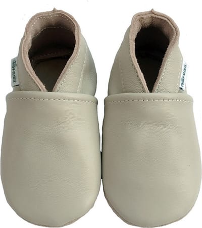 Beige leren babyslofjes van Baby-Slofje maat 23/24