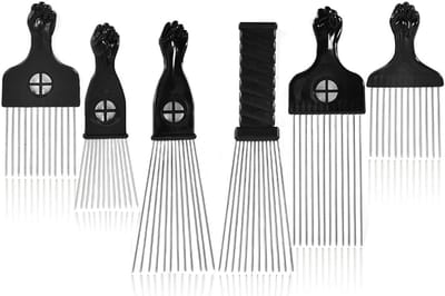 Haar Plectrums - Metalen Kammen - Haar Styling - Ergonomisch Handvat - 6 Stuks - Zwart