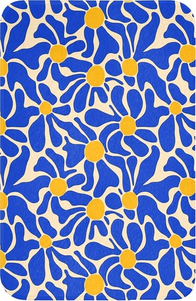 WC mat 40x60 cm - Antislip - Abstract - Bloem - Blauw - Toiletmat - Vloermat - Douchemat - Toilet tapijt - Toiletmatten