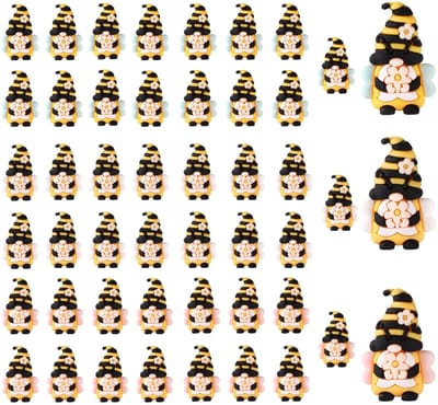 Dailygoods- Gnomes Set van 48 - Mini Beeldjes - Schattige Elf Dwerg - Floral Bijen Decoraties - PVC - 3,5x2x1,5cm - Kabouters