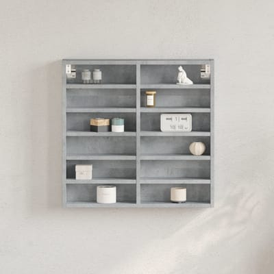 vidaXL - Vitrinekast - 60x8,5x58 - cm - bewerkt - hout - betongrijs