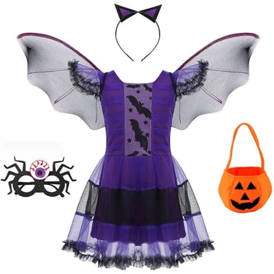 Halloweenkostuum voor kinderen Halloween Fantasy Vampierkostuum Meisjes Lange Tutu Jurk Kinderen Carnavalsoutfit Gotische Verenkleding 140cm gray