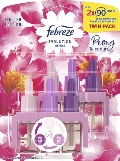 Febreze Ambi pur Pioen (Peony&cedar) - Navulling - 1-pack 2 x 20 ML - 2 x 90 dagen- limited editon