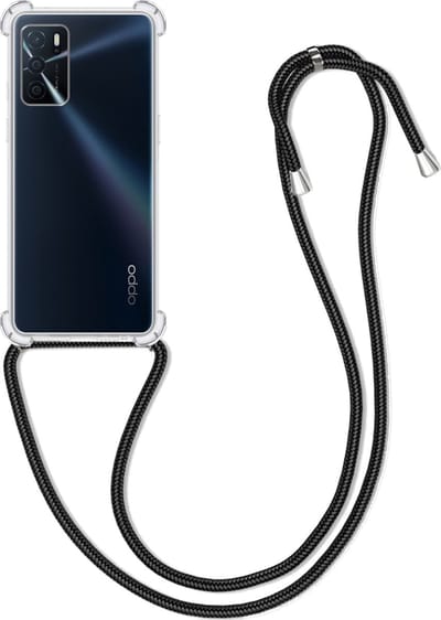 Hoesje Geschikt voor OPPO A16 - Met Koord - Shock Proof - Siliconen Case - Back Cover - Telefoonkoord - Telefoon Hoes Shockproof - Telefoonketting - Transparant
