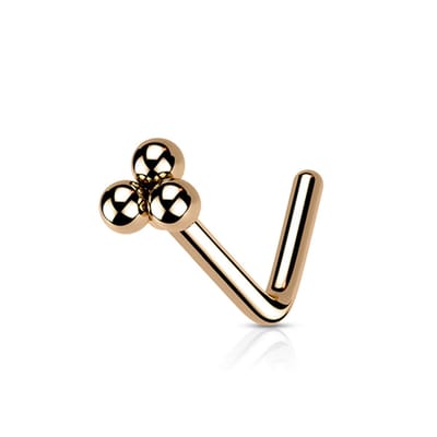 Neuspiercing PVD L-bend cluster top 0.8x6x2.8 - rose - LMPiercings