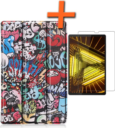 Hoesje - Geschikt voor Lenovo Tab M10 FHD Plus (2e / 2nd Generatie) - Met Screenprotector - Trifold Bookcase - Hard Cover - Hardcover Book Case - Tablet Hoes - Graffity