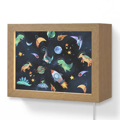 Wandlamp 20x15 cm - Oplaadbaar - Ruimte - Dino - Dinosaurus - Jongens - Wandlampen binnen woonkamer - Slaapkamer lamp met kabel - Decoratieve nachtlamp - Vloerlamp snoer