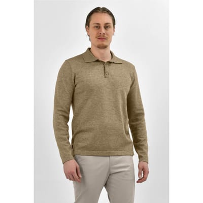 Vercate - Luxe Heren Poloshirt - Polo Met Lange Mouwen - Bruin - Regular Fit - Knit / Knitted - Maat S
