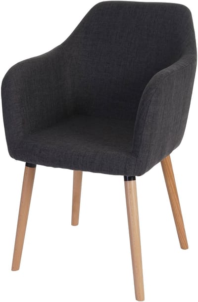 Eetkamerstoel Malmö T381, stoel keukenstoel, retro jaren 50 design ~ textiel, grijs, lichte poten