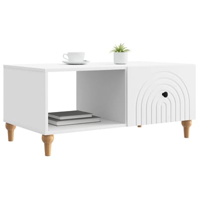 vidaXL - Salontafel - Wit - 90 - x - 50 - x - 40 - cm - Bewerkt - hout