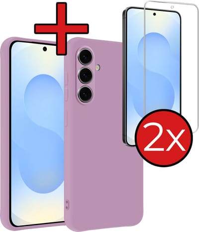 Hoesje - Met 2x Screenprotector - Geschikt voor Samsung Galaxy S25 FE - Sterk & Shockproof - Telefoon Hoes - Back Cover - Siliconen Case - Telefoonhoes - Lila