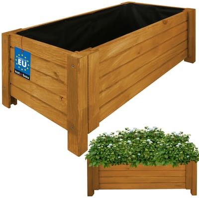 KOTARBAU® Houten Plantenbak, Kiefernhout, 79 x 39 x 30 cm, Eik, Houten Bloembak, Plantenbak voor Buiten, met Vlies, voor Tuin, Terras, Balkon