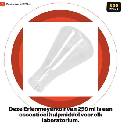 Dailygoods- Erlenmeyerkolf 250ml - Glaswerk - Lab - Chemische Reacties - Mengprocessen - Veiligheid en Precisie - Labkolf