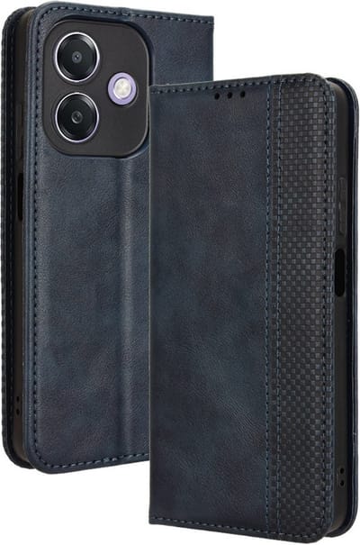 Coverup Hoesje - Geschikt voor OPPO A40 / A40m / A60 5G Hoesje - Coverup Vintage Style Book Case - Blauw