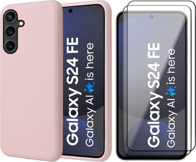Hoesje geschikt voor Samsung Galaxy S24 FE - 2x Screenprotector Volledig Dekkend Glas - Mat Back Case Roze