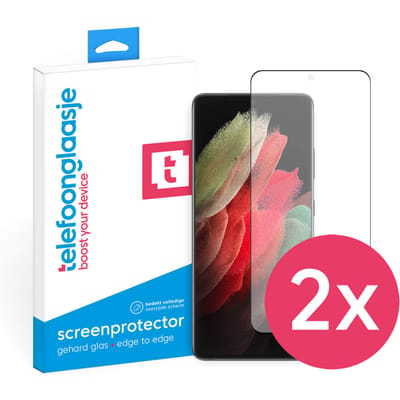 DuoPack: Samsung Galaxy S21 Ultra screenprotector gehard glas Case Friendly