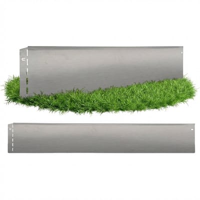 GartenAZ Borderrand - Gazonrand van Verzinkt Metaal - Flexibele Montage - Zilver - 100 cm x 13 cm (30 stuks)