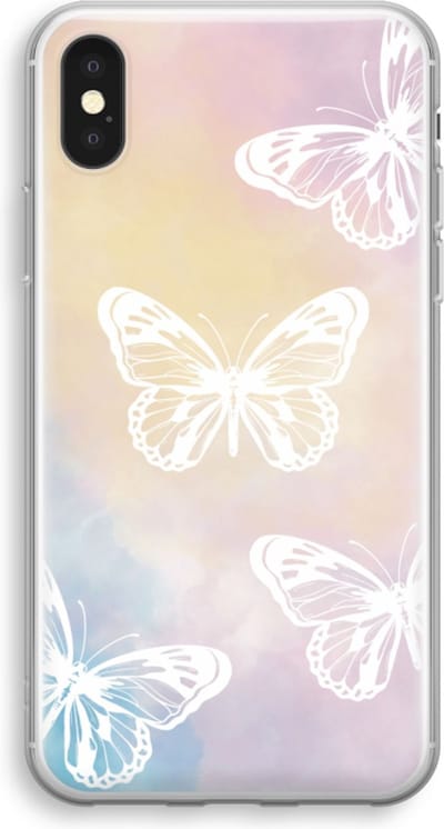 Case Company® - Hoesje geschikt voor iPhone XS hoesje - White butterfly - Soft Cover Telefoonhoesje - Bescherming aan alle Kanten en Schermrand