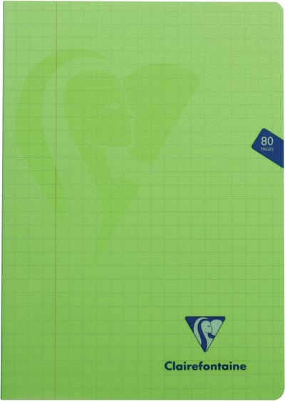 Clairefontaine schrift mimesys voor ft A4, 80 bladzijden, kaft in PP, geruit 10 mm, geassorteerde kleuren 10 stuks