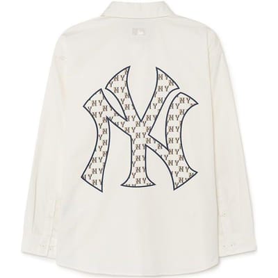 MLB New York Yankees Logo Classique Imprimé Polo Confortable Doux Respirant Chemise Unisexe Ivoire 3AWSM0131-50IVS XL gray