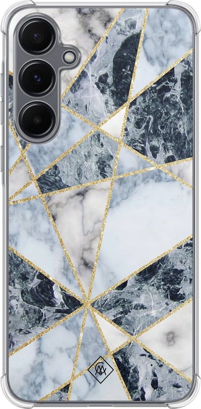 Casimoda® hoesje - Geschikt voor Samsung Galaxy A35 5G - Marmer Blauw - Shockproof case - Extra sterk - TPU/polycarbonaat - Blauw, Transparant