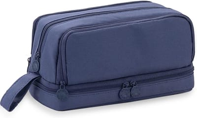 EXCITAT Etui - Grote etui - Etui voor volwassenen - School etui met 4 compartimenten - Voor jongens, meisjes, tieners - Donkerblauw