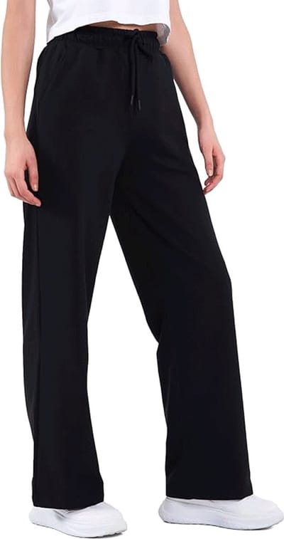 COMEOR - Joggingbroek voor dames - lange katoenen trainingsbroek - losse sweatpants met elastische tailleband en rechte pijpen - Zwart - S