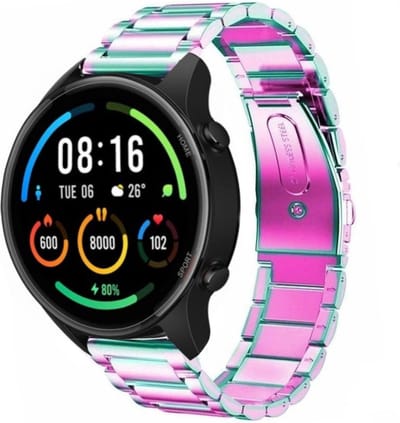 Strap-it Stalen schakel bandje - geschikt voor Xiaomi Mi Watch / Xiaomi Watch S1 (Pro/Active) / Watch 2 Pro / Watch S3 / Amazfit Balance / Bip 5 - parelmoer