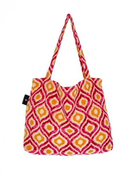 Wallabag - Strandtas - Tote bag - Shopper - Mom Bag - Luiertas - Retro Wooly Pink Yellow