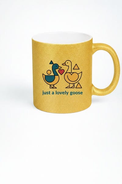 Gouden Glitter Mok 'Just a Lovely Goose' - Romantisch Geometrisch Ganzen Liefde Design