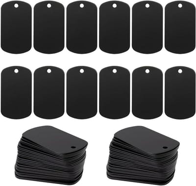 Metalen Stempel Platen - Zwarte Tags - Huisdier Identificatie - Afgeronde Randen - 100 Stuks - Zwart