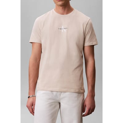 Calvin Klein Ss 30s Micro Monogram Tee Oatmeal Taglia: 3XL | Magliette basic Outlet | Uomo