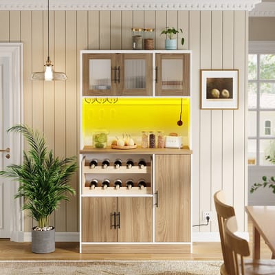 STILVORA Keukenkast - Met Ledverlichting En Stopcontact - Veel Opbergruimte Voor Keuken En Eetkamer - MDF - 100x40x180 Cm