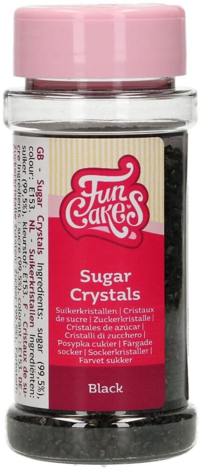 FunCakes Suikerkristallen - Zwart - 80g - Gekleurde Suiker - Eetbare Taartdecoratie