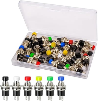 24 Stuks 7mm Mini Momentary Drukknoppen 3V-230V, SPST Normaal Open, Ideaal voor Modelbouw en Hobbyprojecten
