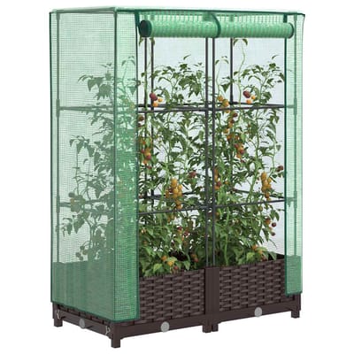 vidaXL - Plantenbak - verhoogd - met - kashoes - 80x40x123 - cm - rattanlook