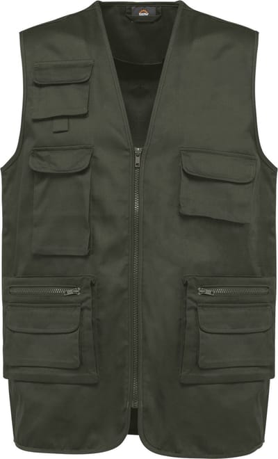 WK. Designed To Work Gevoerd unisex gilet in polykatoen met veel zakken WK609 - Dark Khaki - 3XL