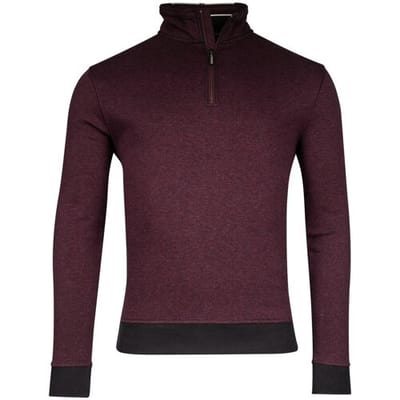 Baileys Trui Sweatshirt Half Zip Doubleface Knit Aubergine / male