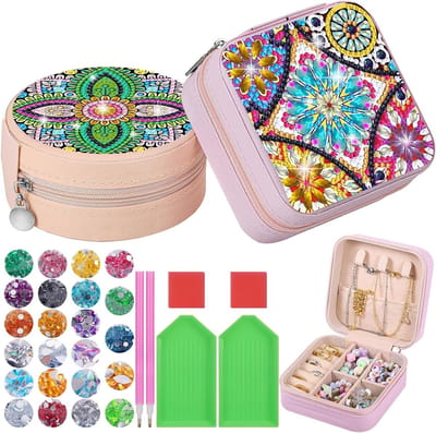 2 Stuks Diamant Schilderij Sieraden Doos voor Kinderen, Creatieve DIY Knutselsets voor Meisjes van 5 tot 10 Jaar, Perfecte Cadeaus voor Kunstliefhebbers