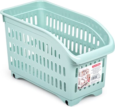 Plasticforte opberg Trolley Container - mintgroen - op wieltjes - L30 x B15 x H18 cm - kunststof - opslag box/bak - 8 liter